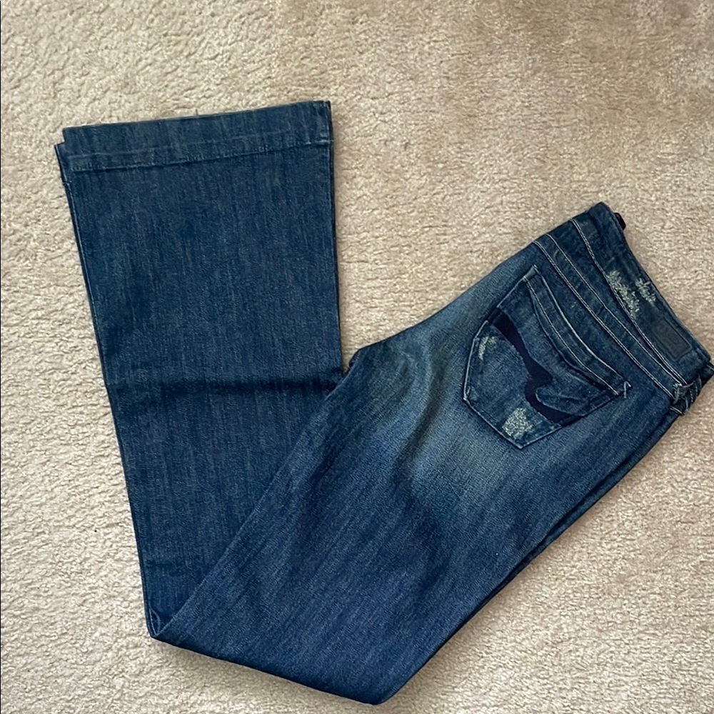 Women's Blue Distressed Jeans - Refuge 9 Long - Picture 5 of 5